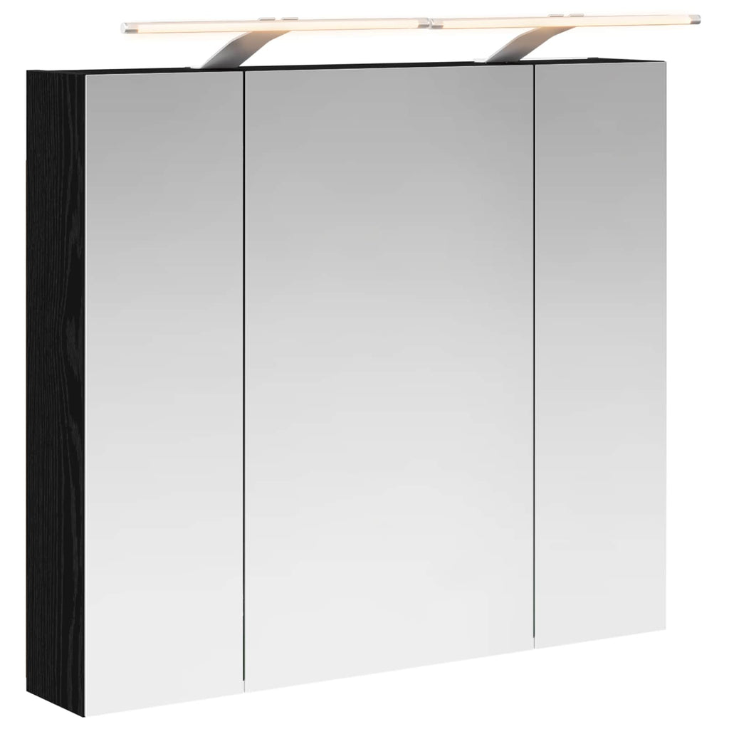 vidaXL Szafka z lustrem do łazienki Czarny Dąb 80 x 14.5 x 70 cm