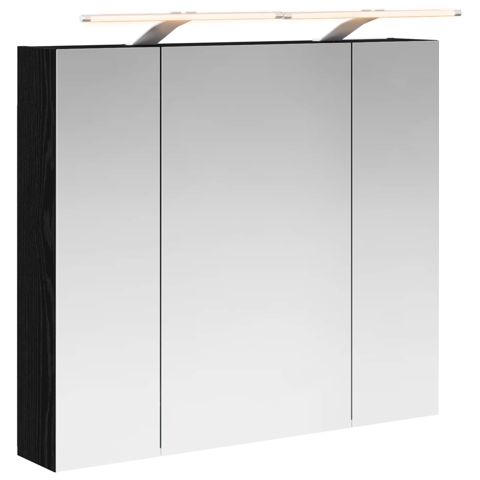vidaXL Szafka z lustrem do łazienki Czarny Dąb 80 x 14.5 x 70 cm