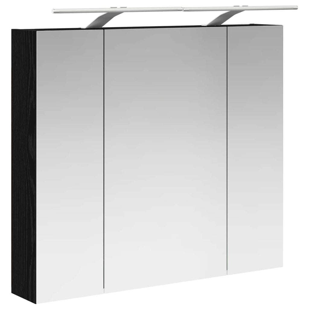 vidaXL Szafka z lustrem do łazienki Czarny Dąb 80 x 14.5 x 70 cm