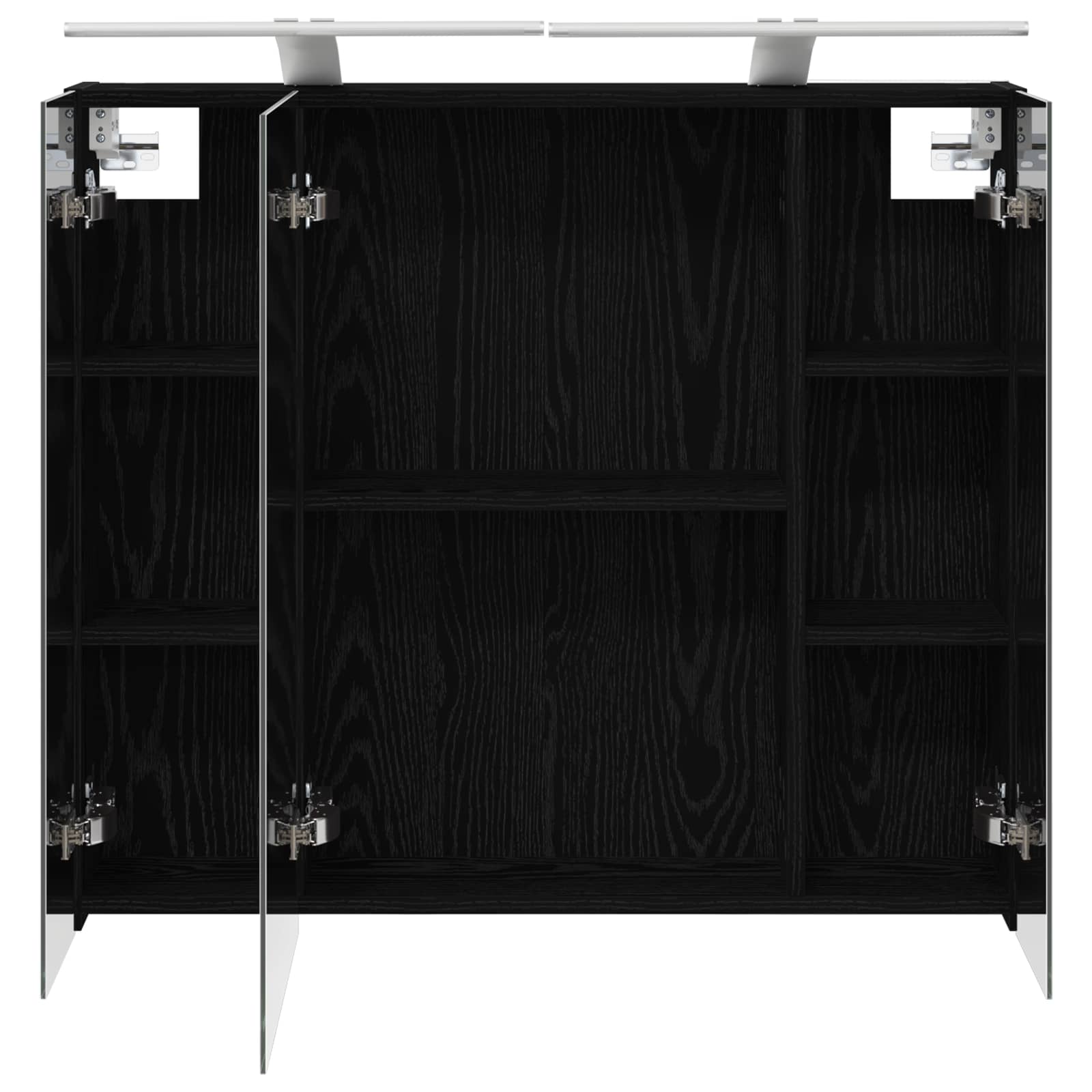 vidaXL Szafka z lustrem do łazienki Czarny Dąb 80 x 14.5 x 70 cm