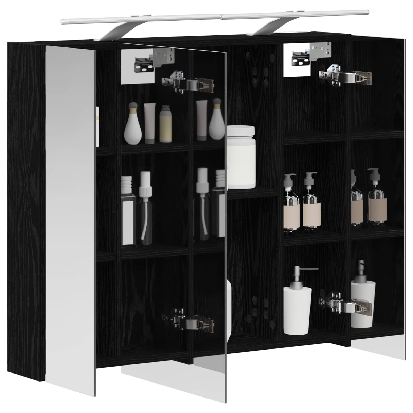 vidaXL Szafka z lustrem do łazienki Czarny Dąb 80 x 14.5 x 70 cm