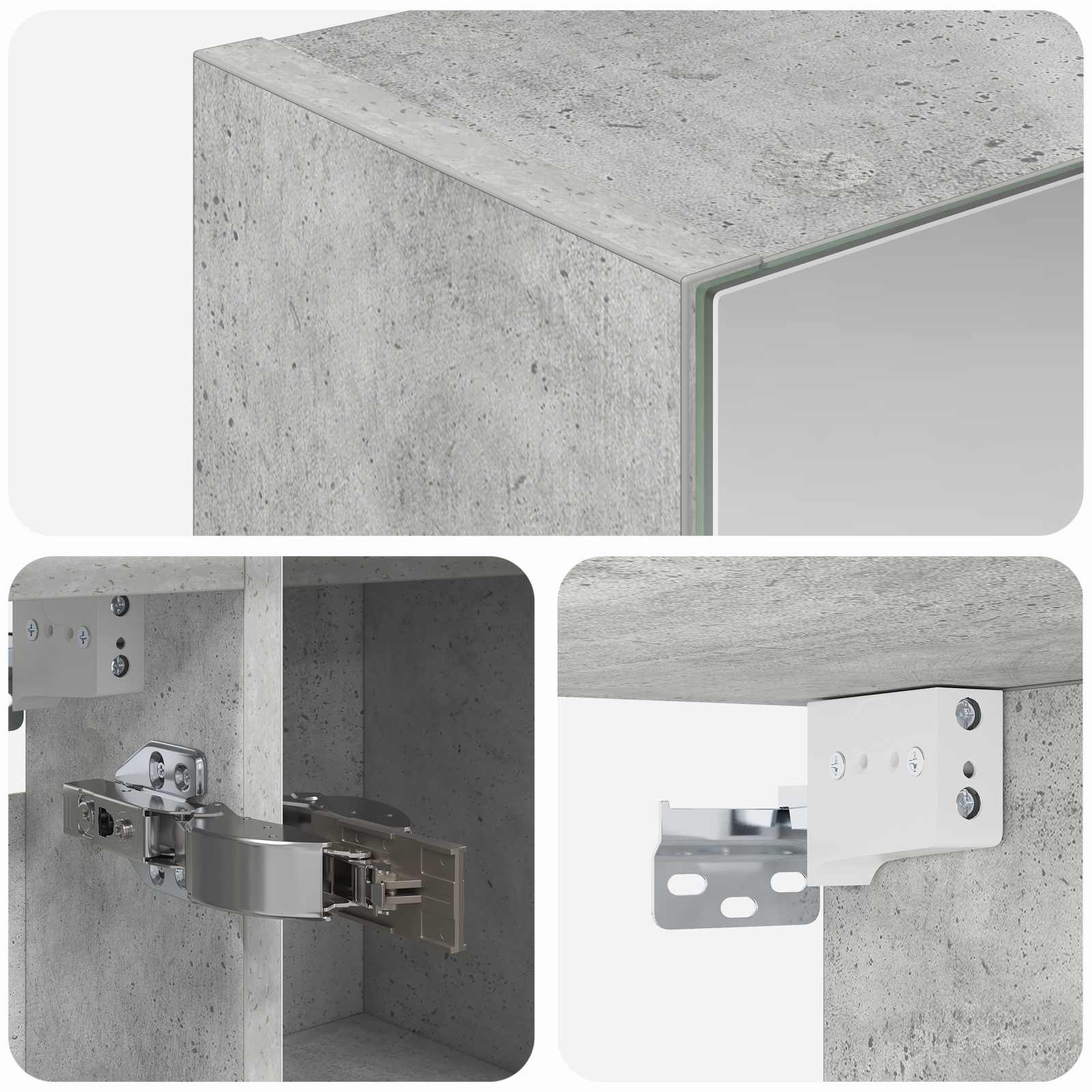 vidaXL Szafka z lustrem do łazienki Betonowy szary 80 x 14.5 x 70 cm