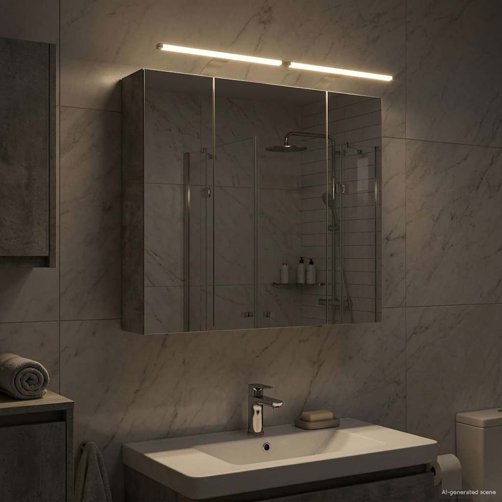 vidaXL Szafka z lustrem do łazienki Betonowy szary 80 x 14.5 x 70 cm