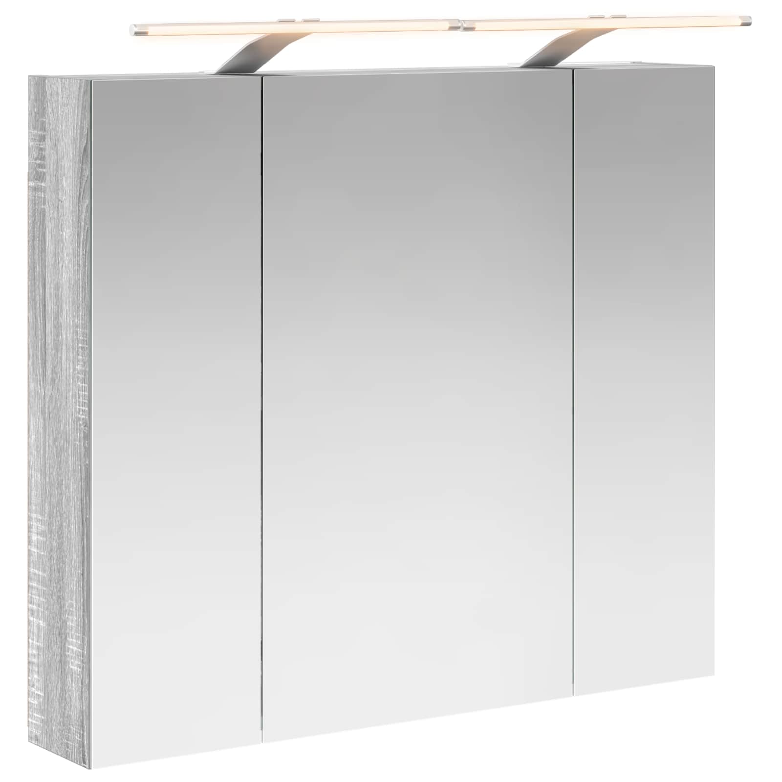 vidaXL Szafka z lustrem do łazienki Szary Sonoma 80 x 14.5 x 70 cm