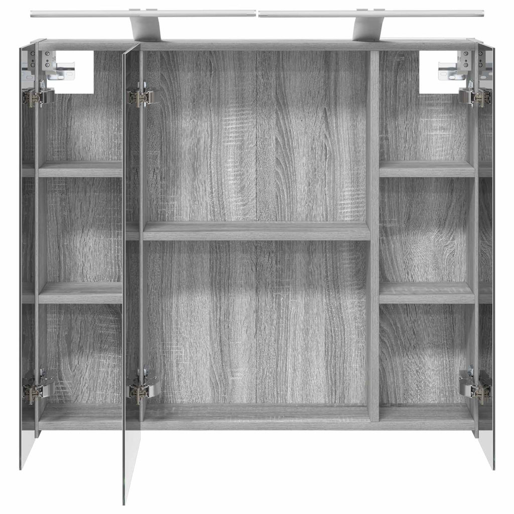 vidaXL Szafka z lustrem do łazienki Szary Sonoma 80 x 14.5 x 70 cm