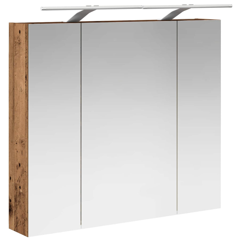 vidaXL Szafka z lustrem do łazienki Stare drewno 80 x 14.5 x 70 cm