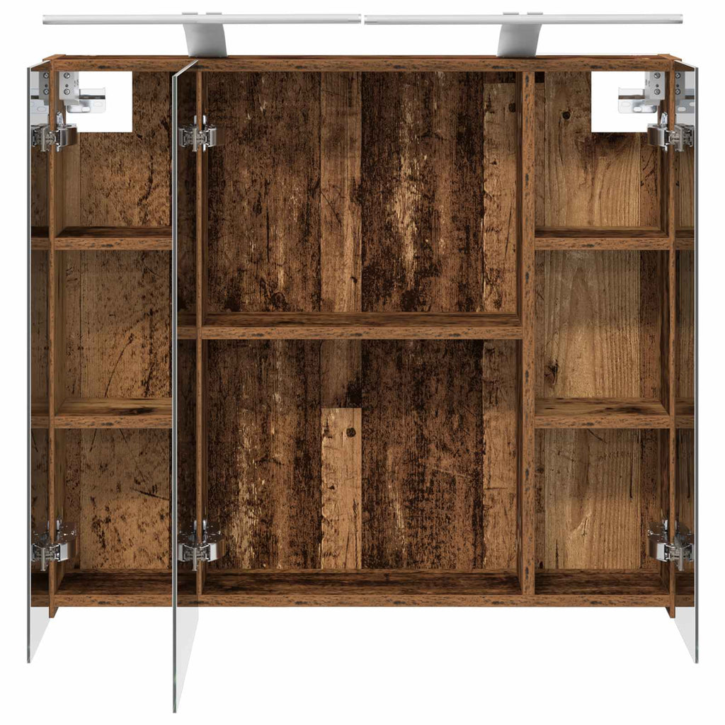 vidaXL Szafka z lustrem do łazienki Stare drewno 80 x 14.5 x 70 cm