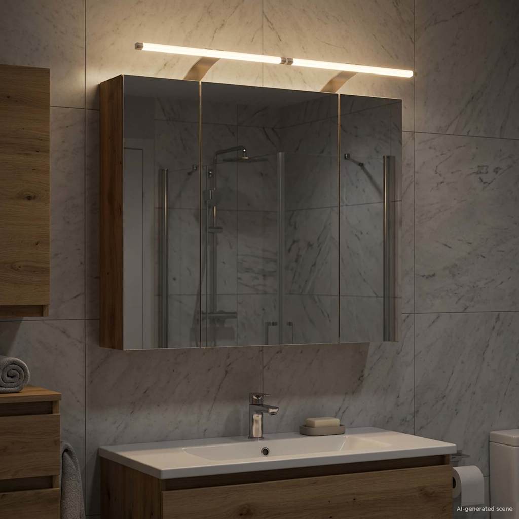 vidaXL Szafka z lustrem do łazienki Ze LED Lights Dąb rzemieślniczy