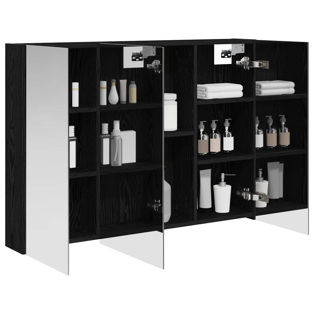 vidaXL Szafka z lustrem do łazienki Czarny Dąb 100 x 14,5 x 70 cm