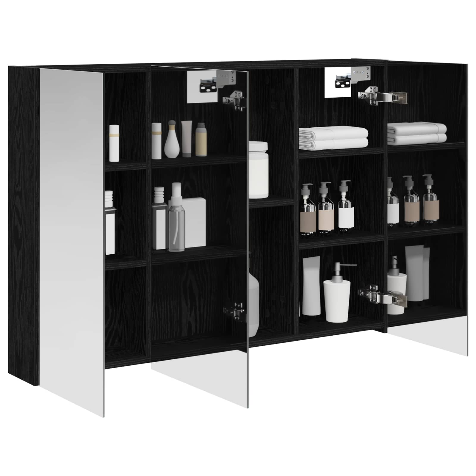 vidaXL Szafka z lustrem do łazienki Czarny Dąb 100 x 14,5 x 70 cm