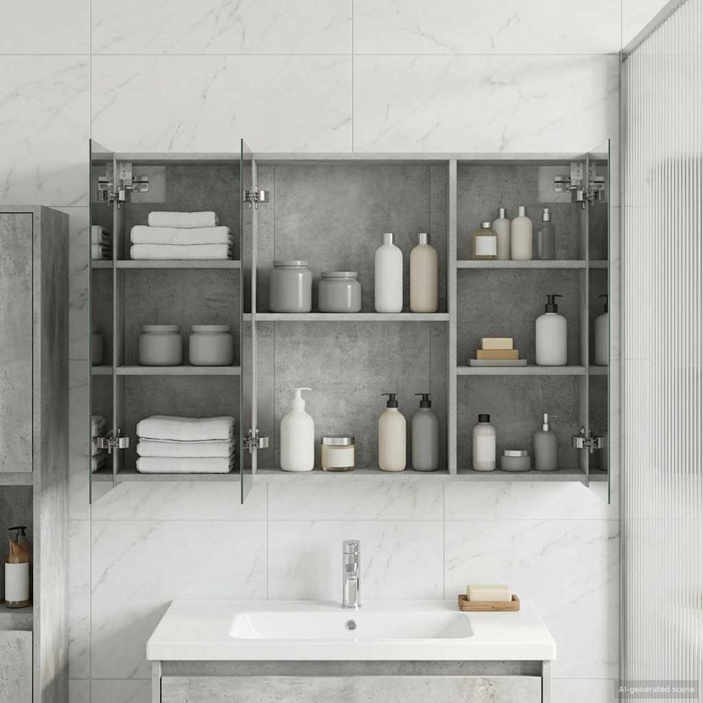 vidaXL Szafka z lustrem do łazienki Betonowy szary 100 x 14,5 x 70 cm