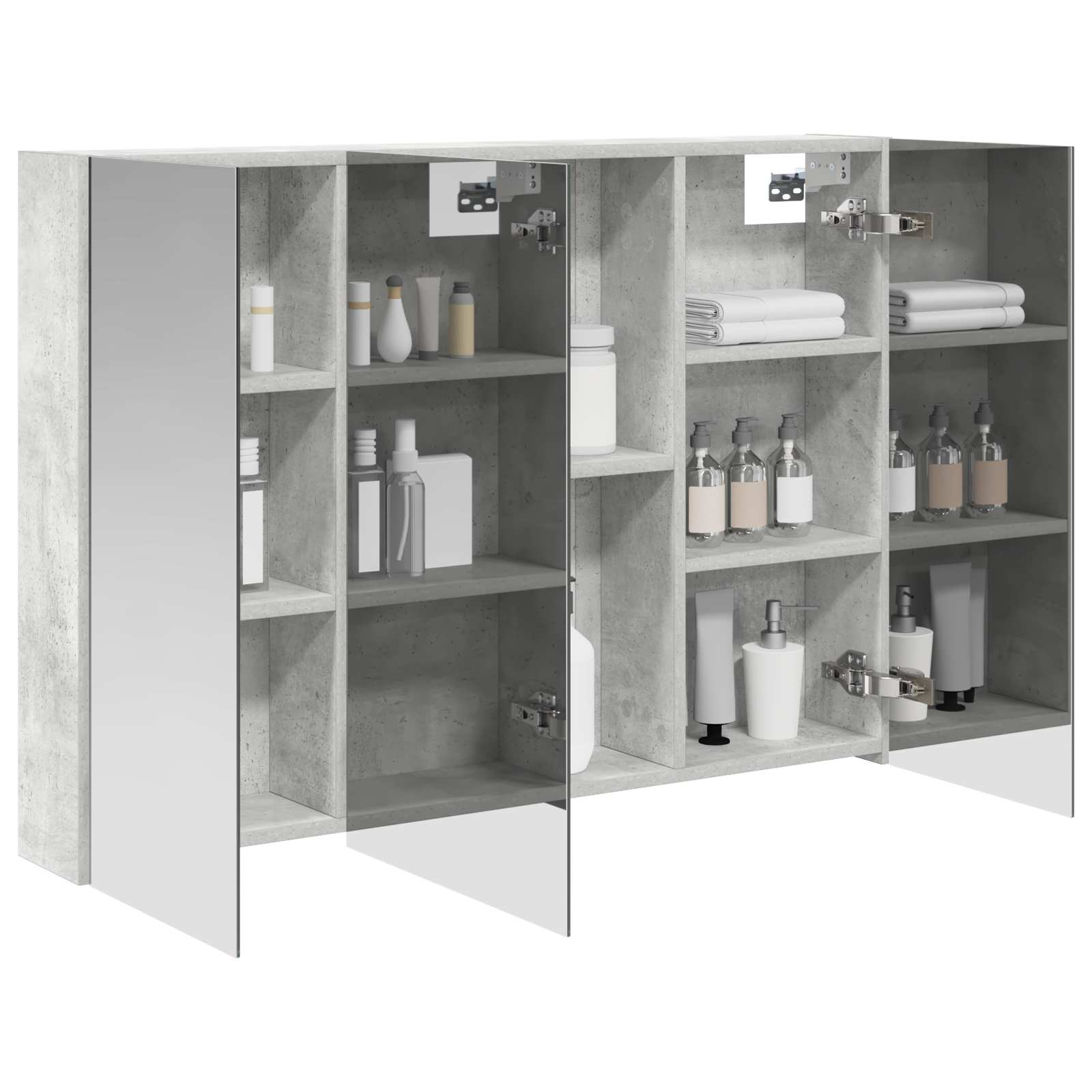 vidaXL Szafka z lustrem do łazienki Betonowy szary 100 x 14,5 x 70 cm