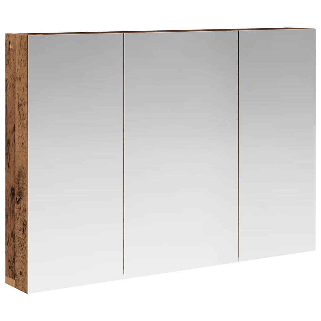 vidaXL Szafka z lustrem do łazienki Stare drewno 100 x 14,5 x 70 cm
