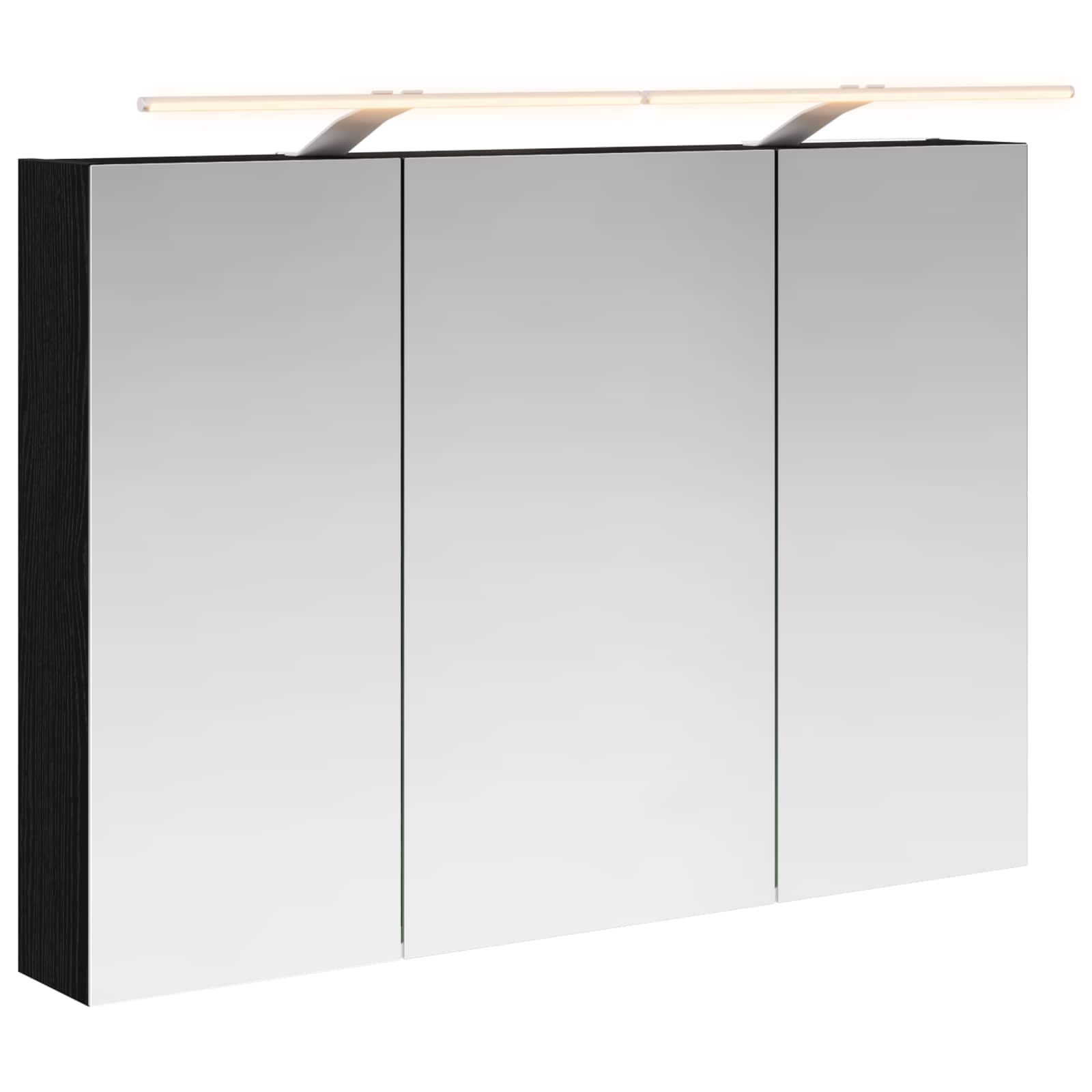 vidaXL Szafka z lustrem do łazienki Czarny Dąb 100 x 14,5 x 70 cm