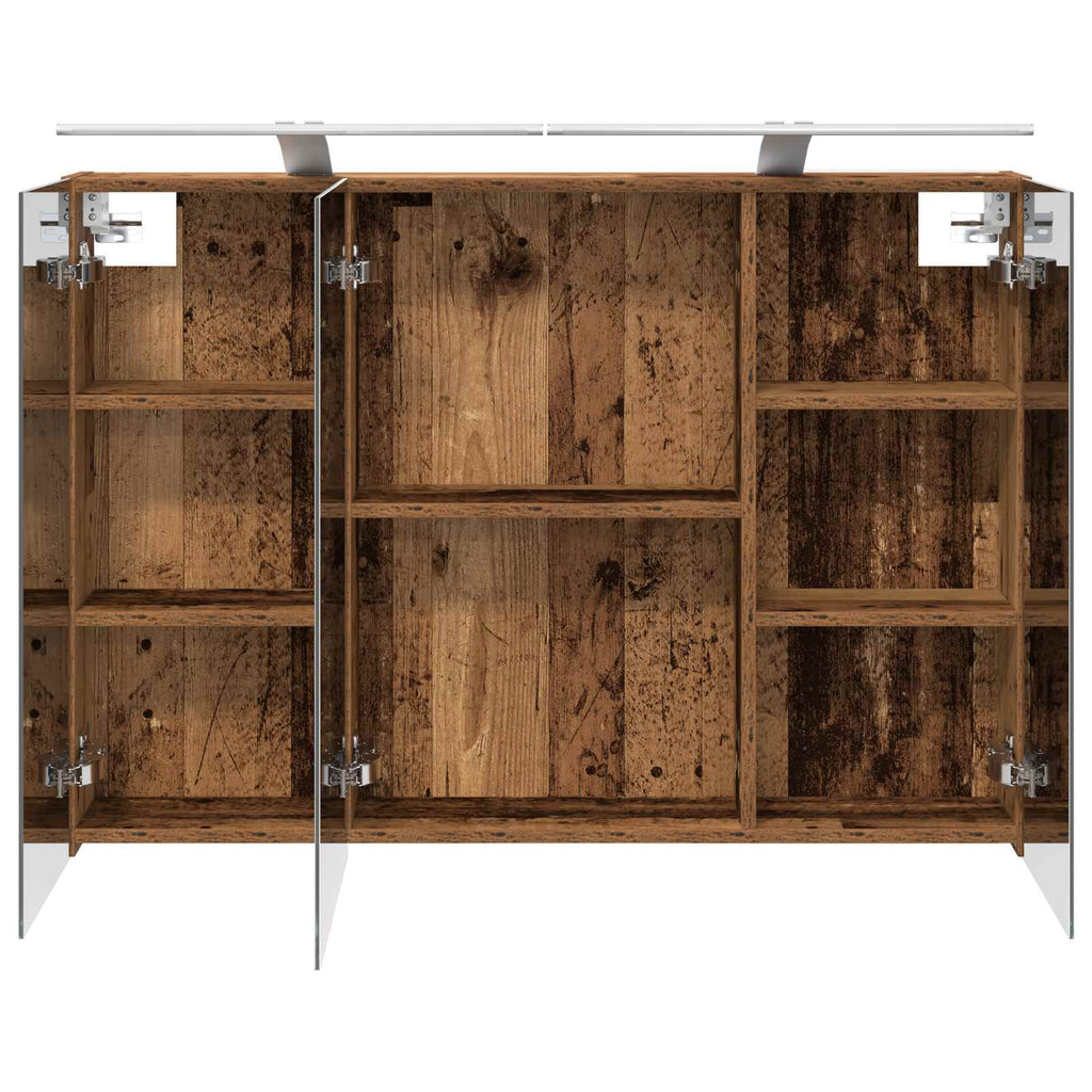 vidaXL Szafka z lustrem do łazienki Stare drewno 100 x 14,5 x 70 cm