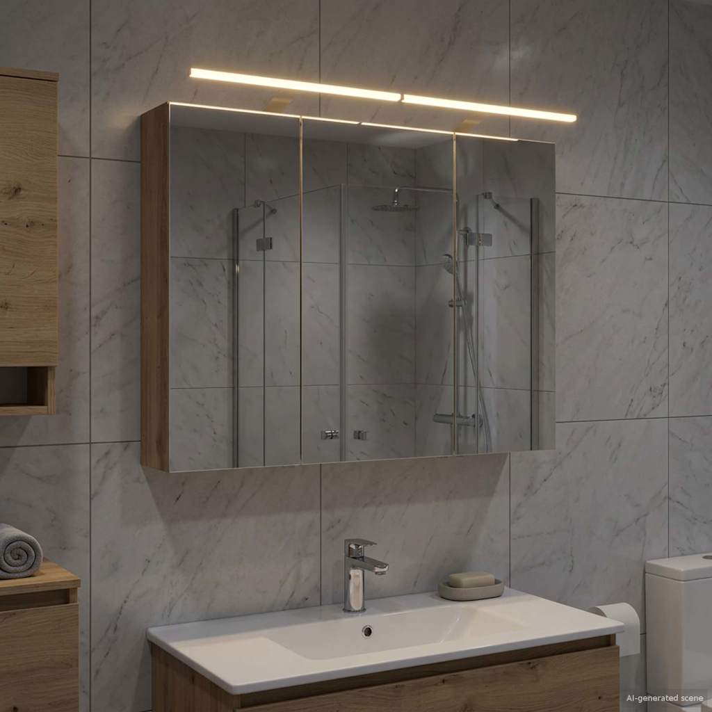 vidaXL Szafka z lustrem do łazienki Ze LED Lights Dąb rzemieślniczy