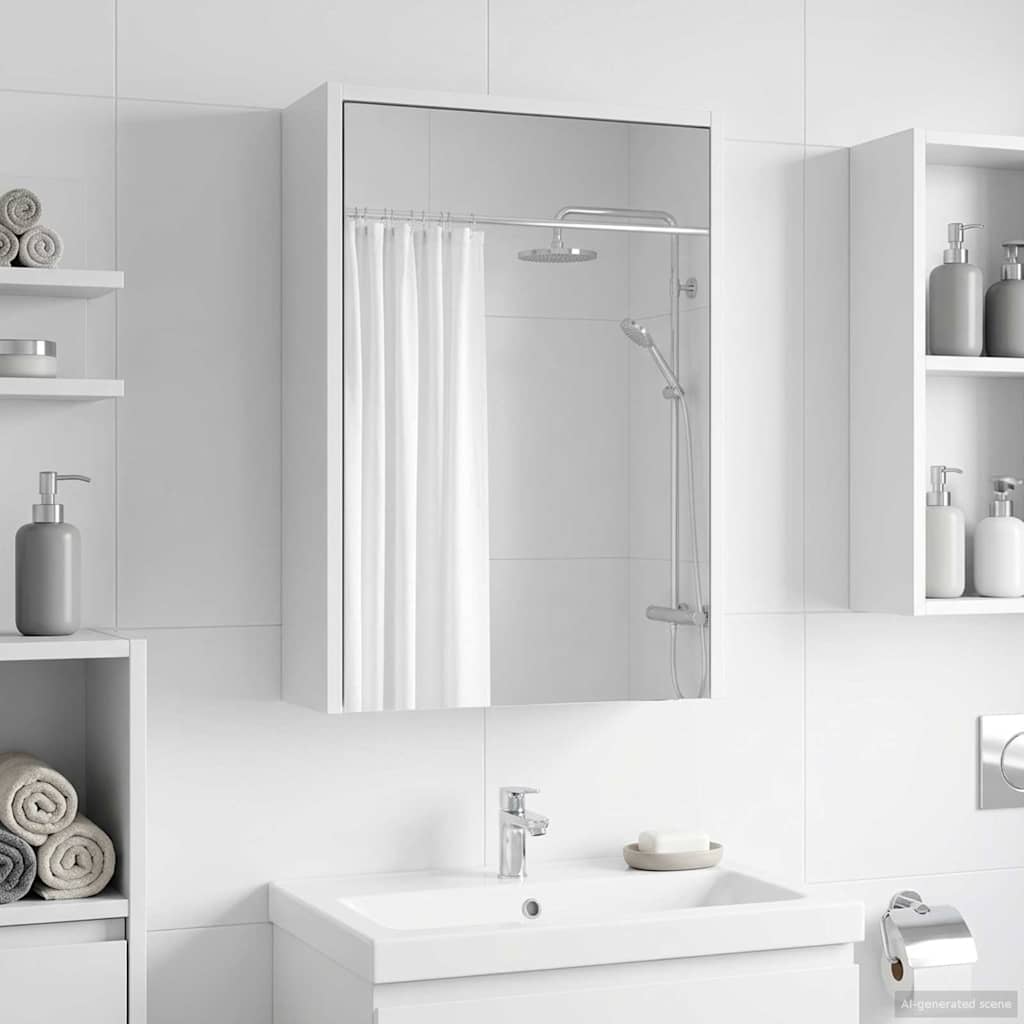 vidaXL Szafka z lustrem do łazienki z półką Biały 43 x 16 x 62.5 cm