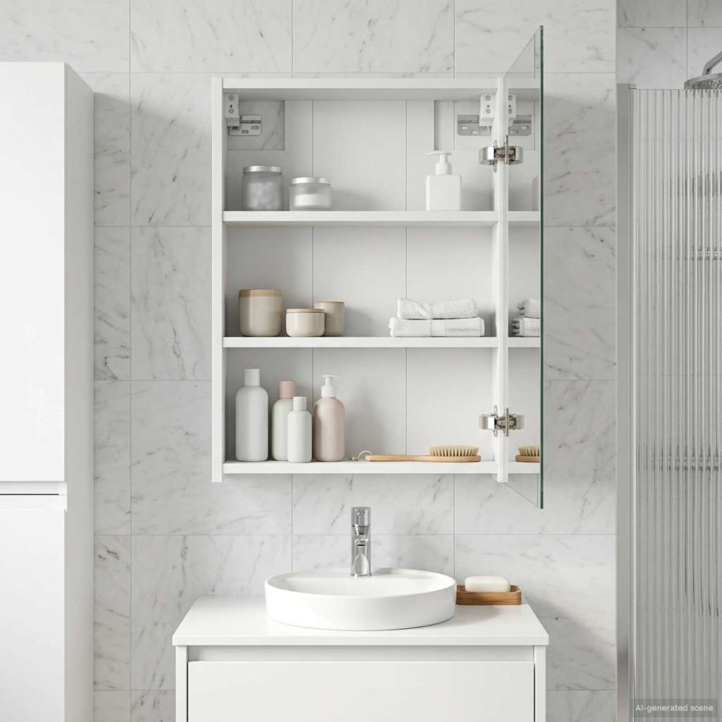 vidaXL Szafka z lustrem do łazienki z półką Biały 43 x 16 x 62.5 cm
