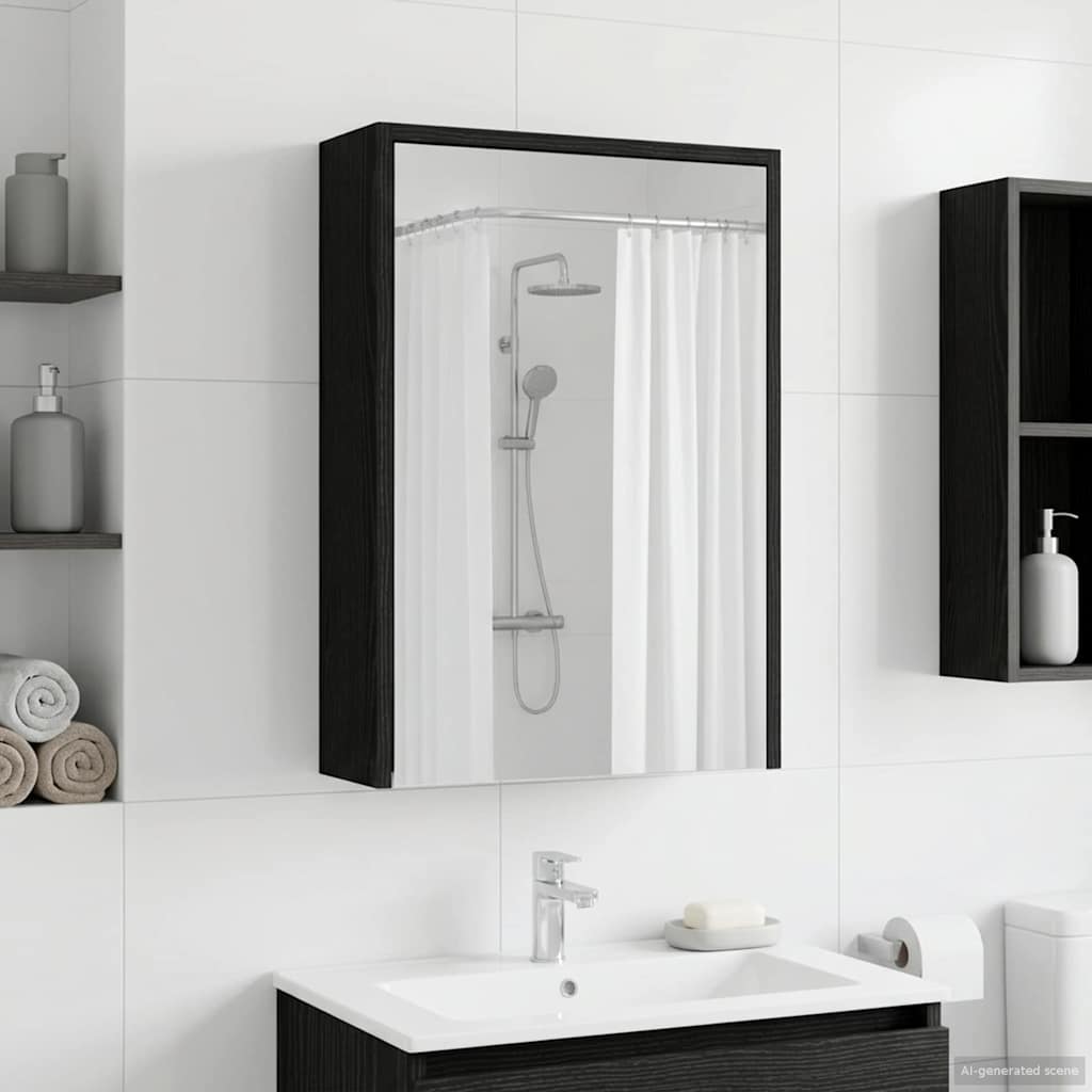 vidaXL Szafka z lustrem do łazienki Czarny Dąb 43 x 16 x 62.5 cm