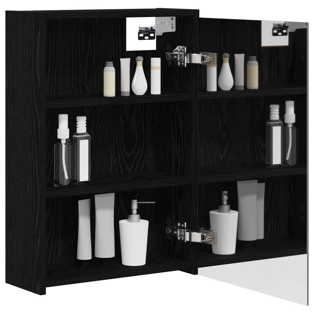 vidaXL Szafka z lustrem do łazienki Czarny Dąb 43 x 16 x 62.5 cm