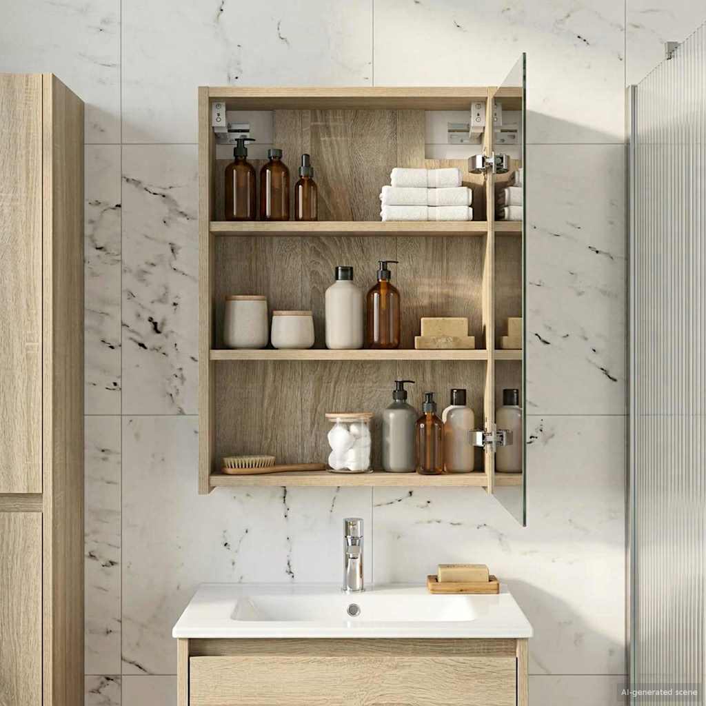 vidaXL Szafka z lustrem do łazienki Dąb Sonoma 43 x 16 x 62.5 cm