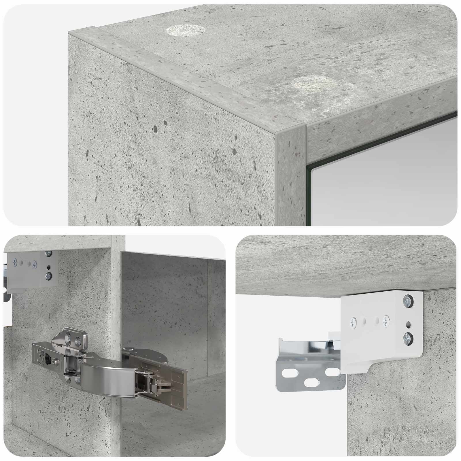 vidaXL Szafka z lustrem do łazienki Betonowy szary 43 x 16 x 62.5 cm