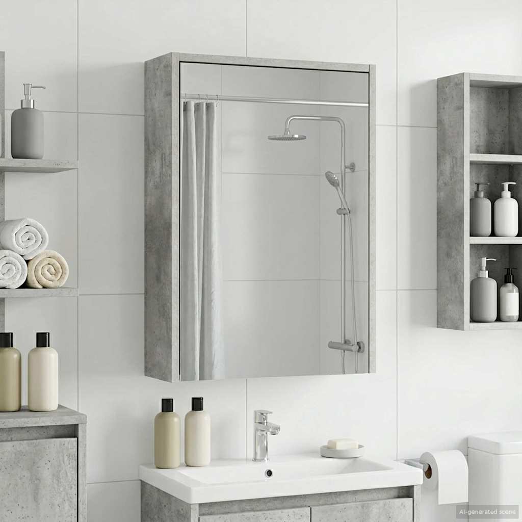 vidaXL Szafka z lustrem do łazienki Betonowy szary 43 x 16 x 62.5 cm