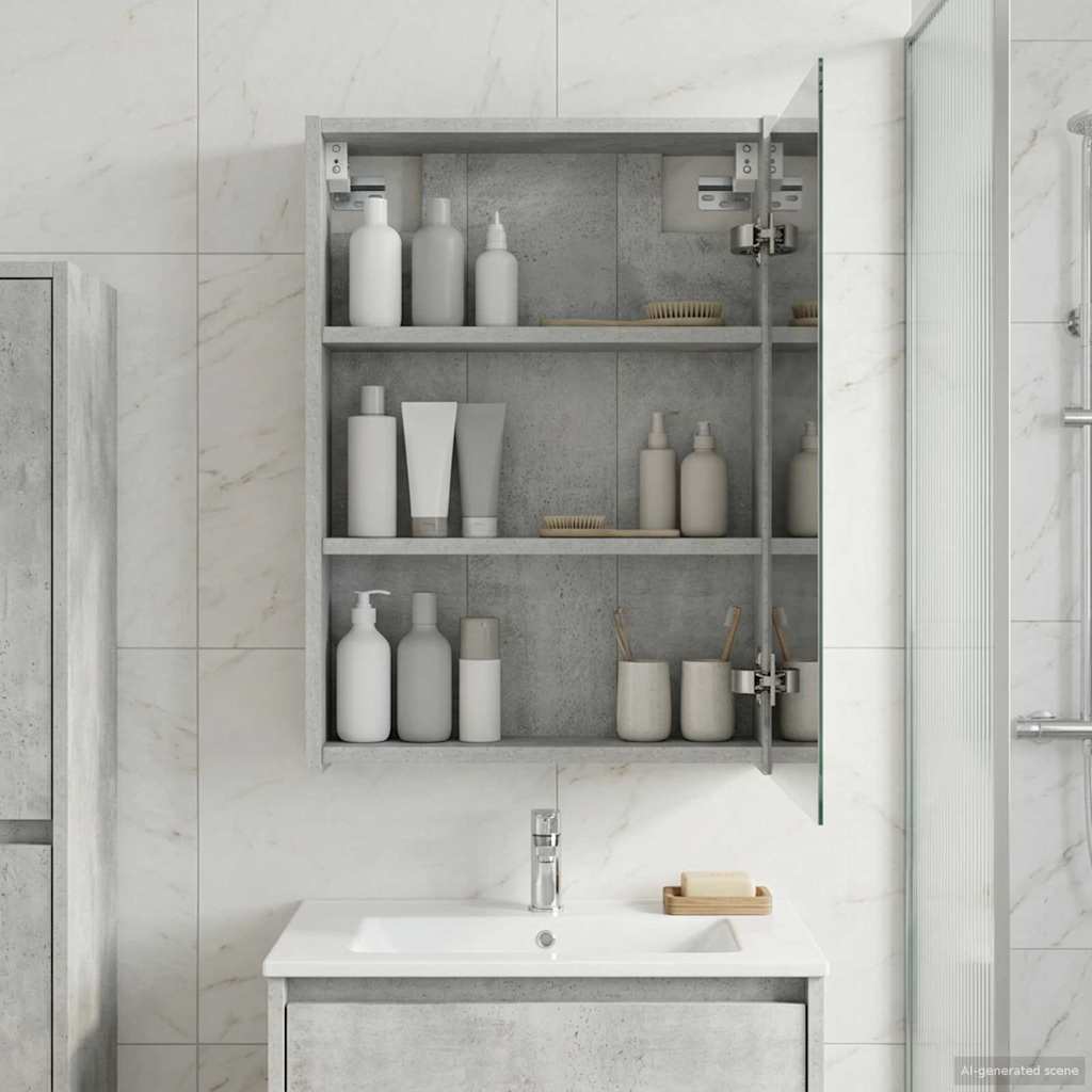 vidaXL Szafka z lustrem do łazienki Betonowy szary 43 x 16 x 62.5 cm