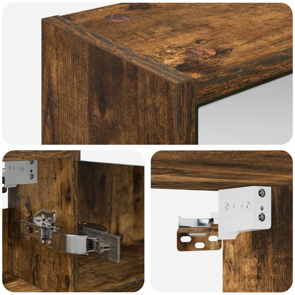 vidaXL Szafka z lustrem do łazienki Dąb wędzony 43 x 16 x 62.5 cm