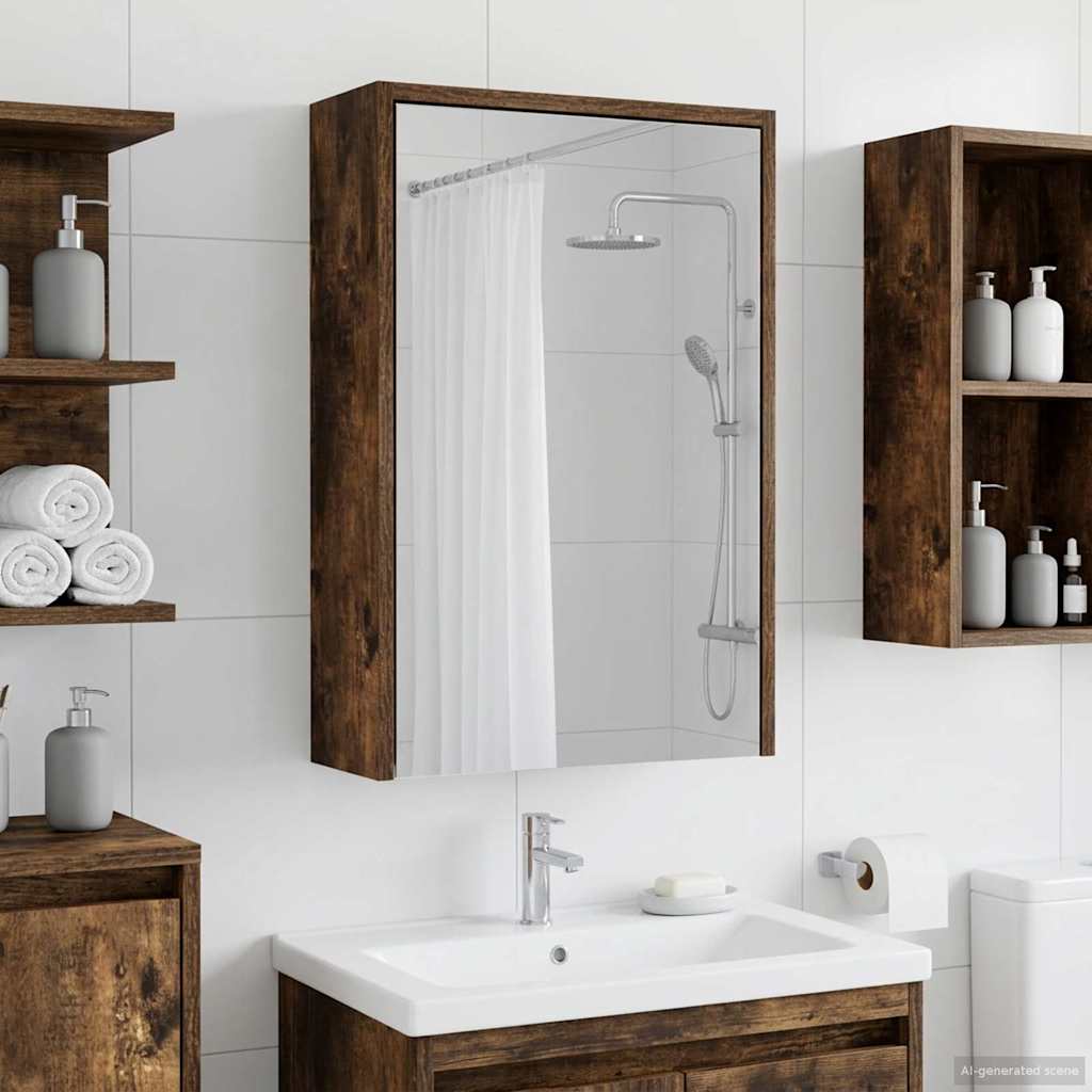 vidaXL Szafka z lustrem do łazienki Dąb wędzony 43 x 16 x 62.5 cm