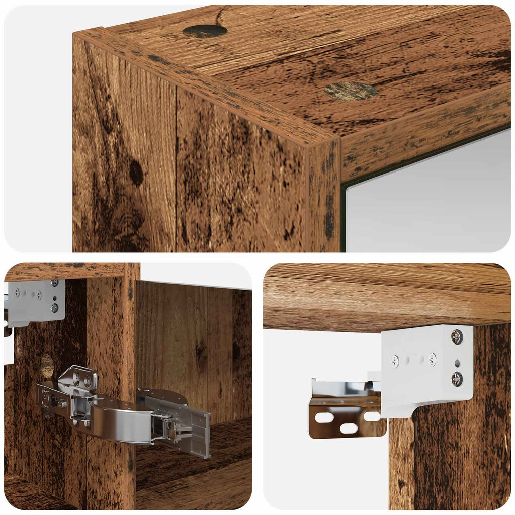 vidaXL Szafka z lustrem do łazienki Stare drewno 43 x 16 x 62.5 cm