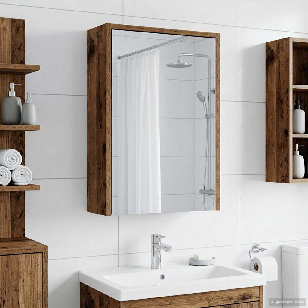 vidaXL Szafka z lustrem do łazienki Stare drewno 43 x 16 x 62.5 cm