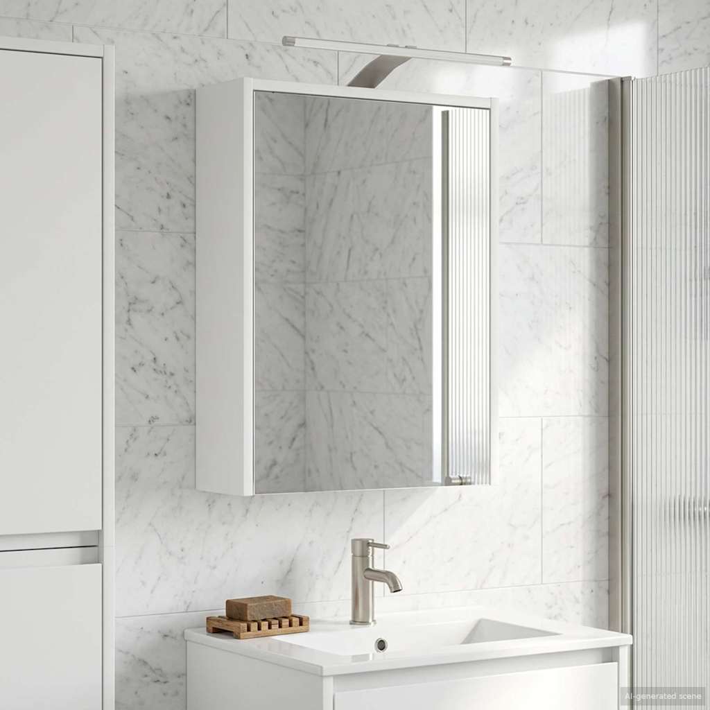 vidaXL Szafka z lustrem do łazienki z półką Biały 43 x 16 x 62.5 cm