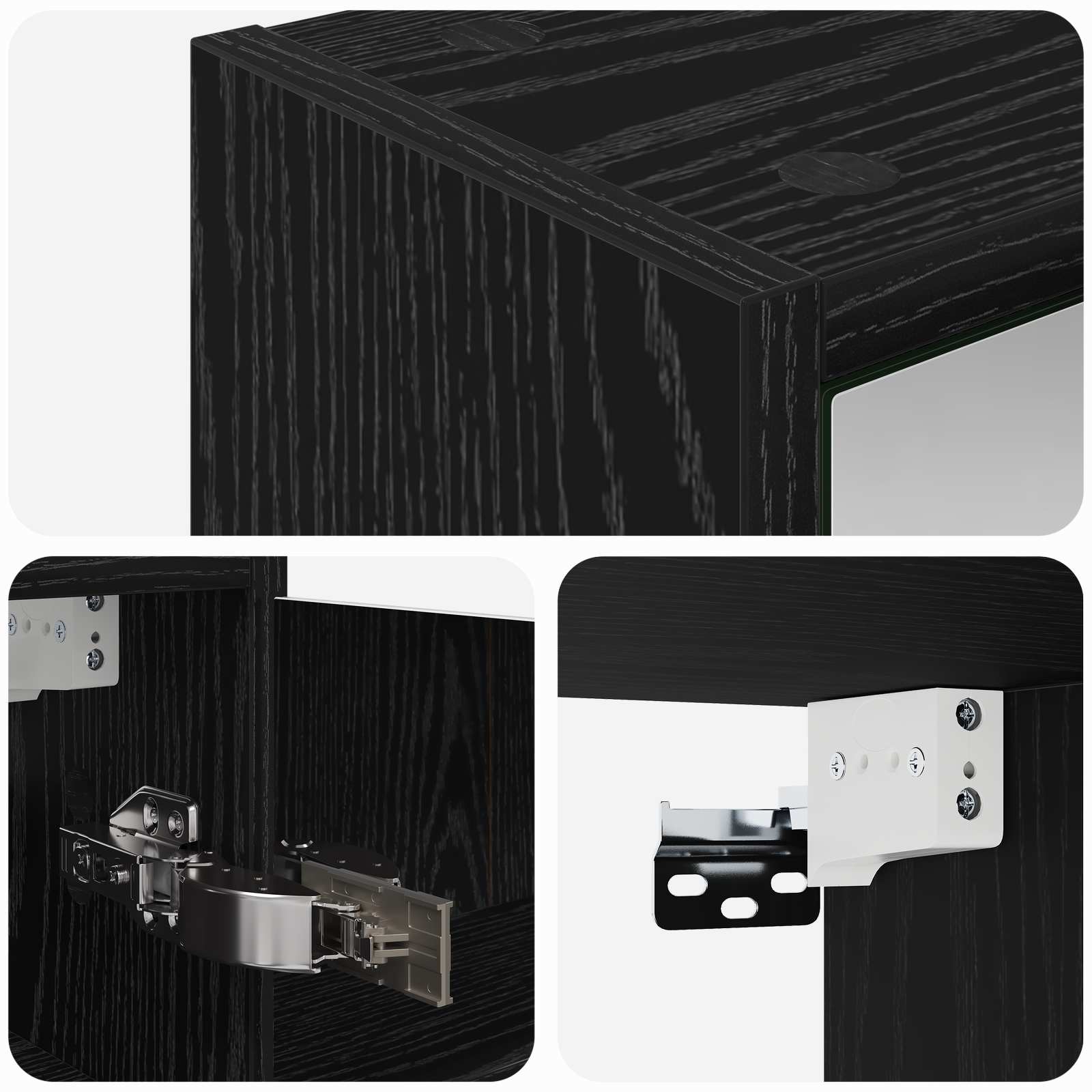 vidaXL Szafka z lustrem do łazienki Czarny Dąb 43 x 16 x 62.5 cm