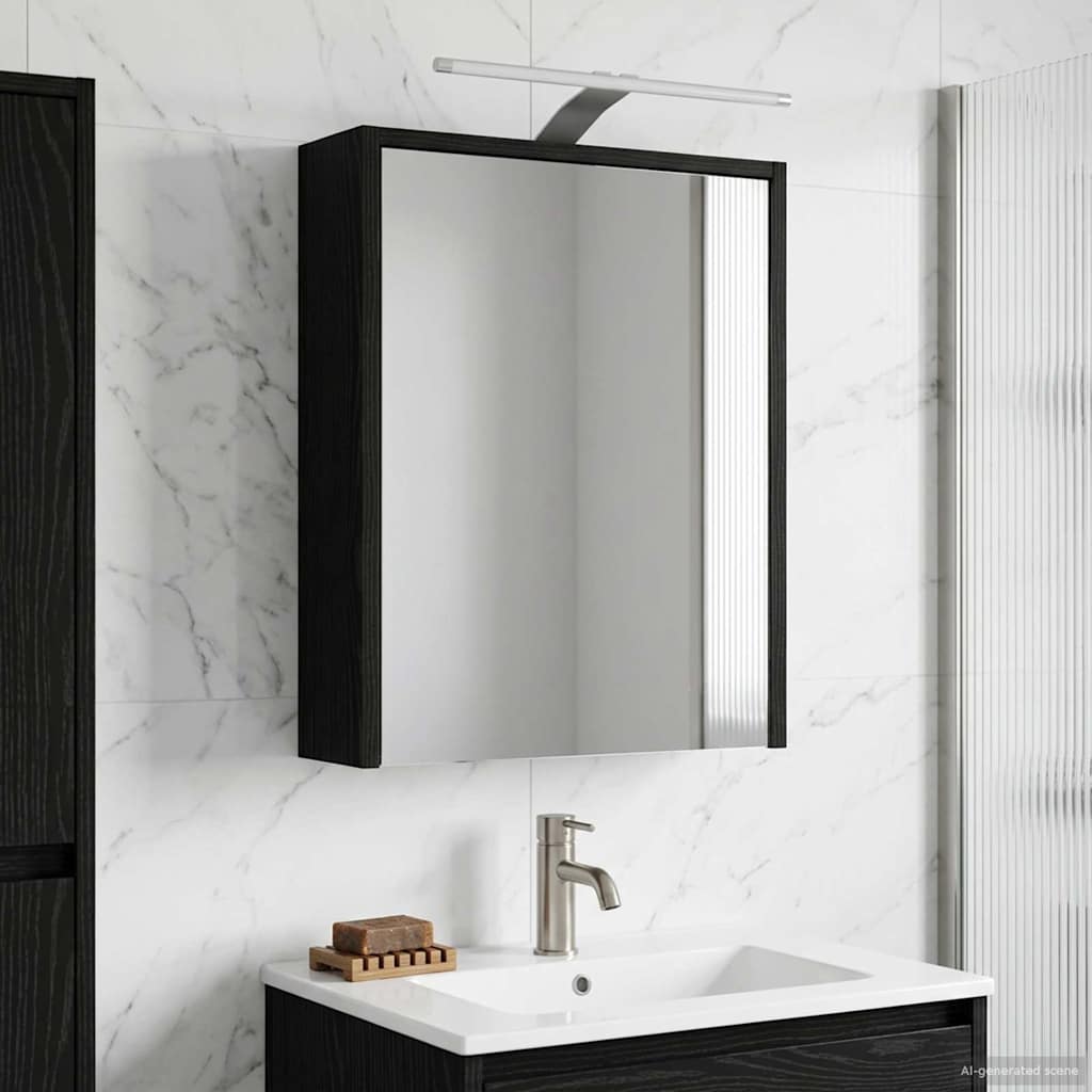 vidaXL Szafka z lustrem do łazienki Czarny Dąb 43 x 16 x 62.5 cm