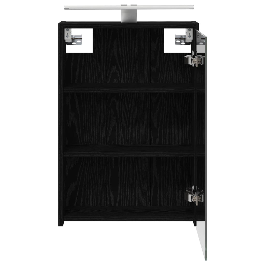 vidaXL Szafka z lustrem do łazienki Czarny Dąb 43 x 16 x 62.5 cm