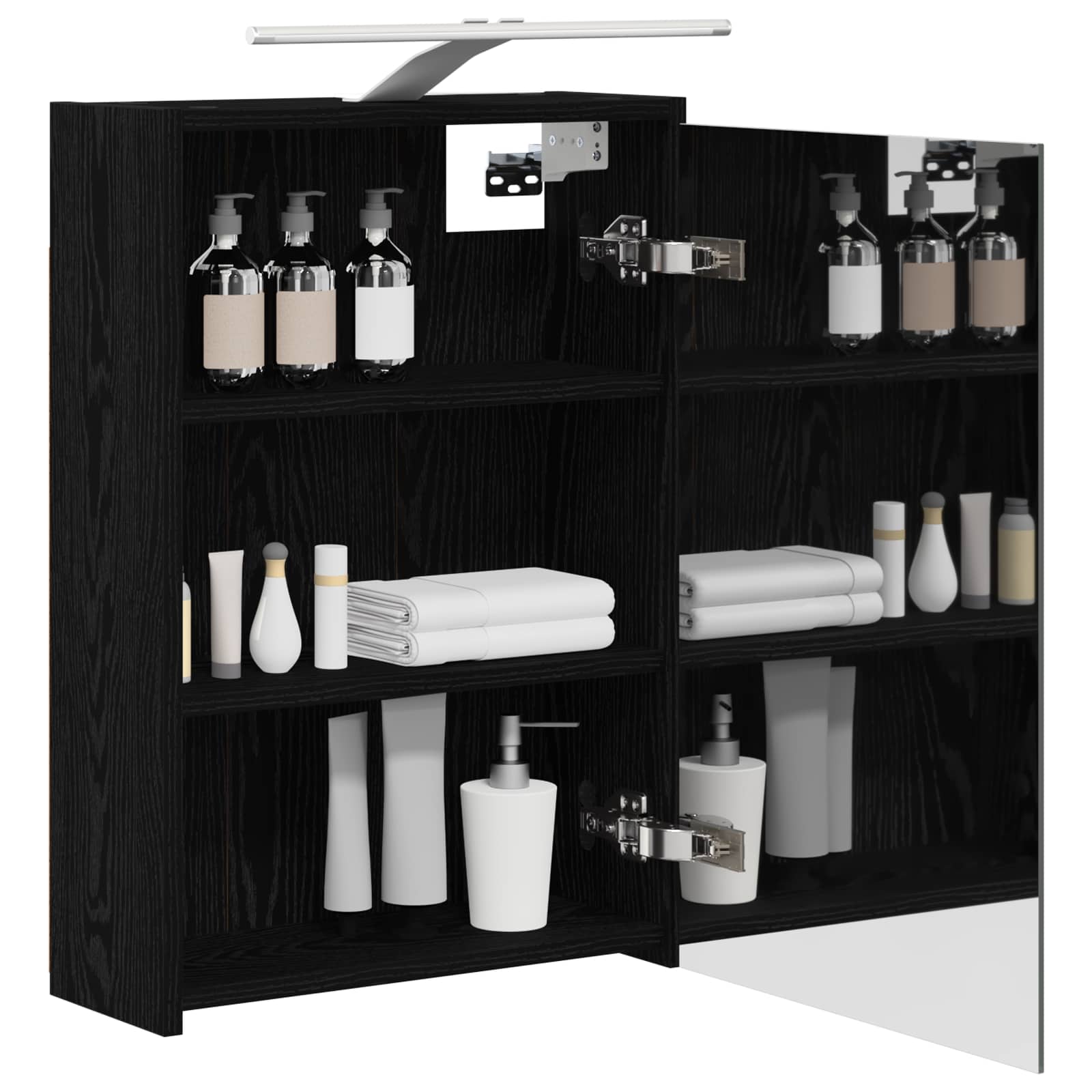 vidaXL Szafka z lustrem do łazienki Czarny Dąb 43 x 16 x 62.5 cm
