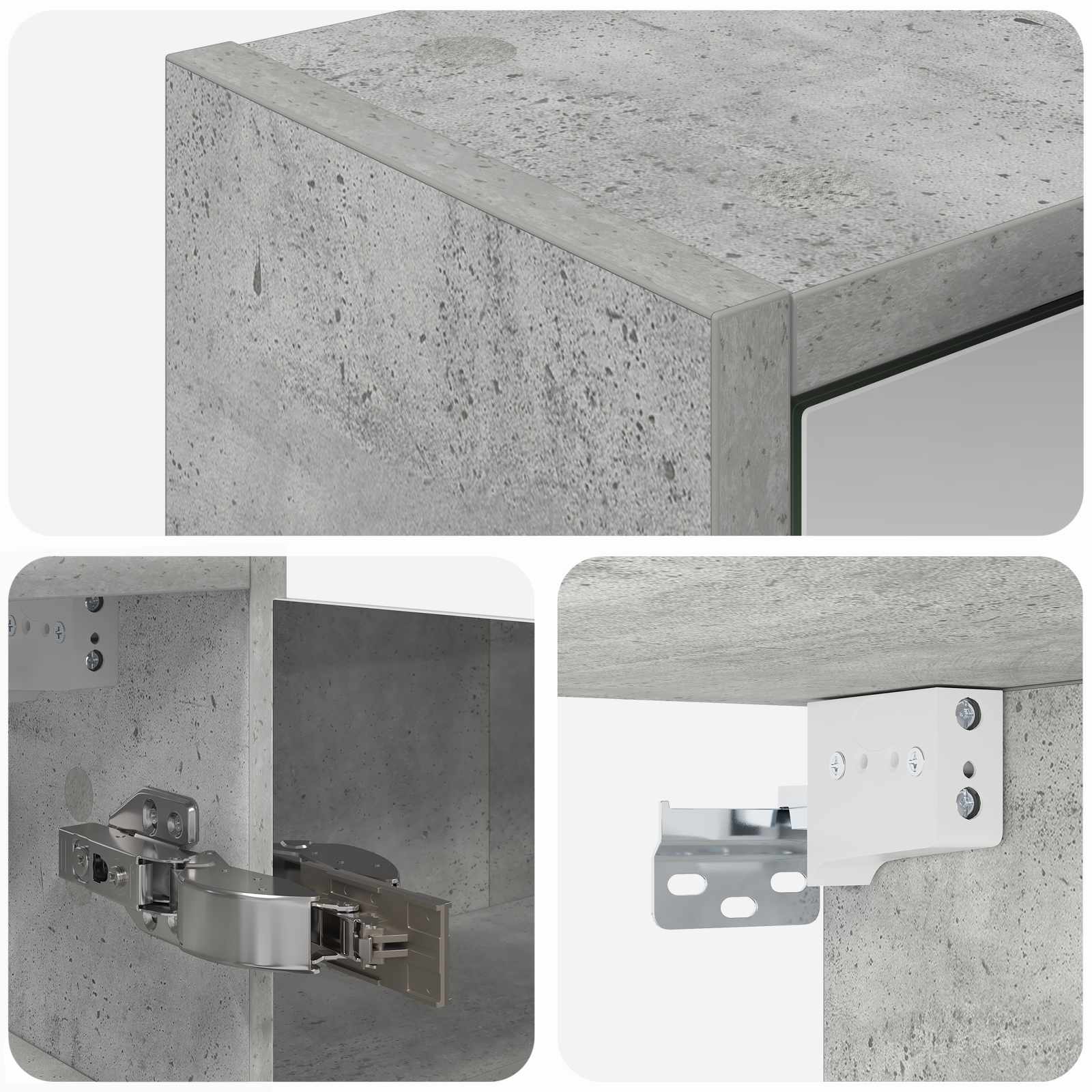 vidaXL Szafka z lustrem do łazienki Betonowy szary 43 x 16 x 62.5 cm