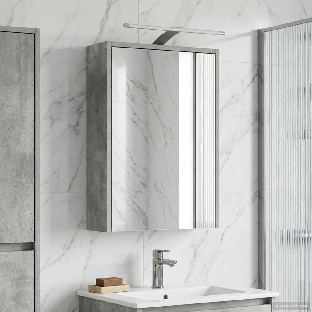 vidaXL Szafka z lustrem do łazienki Betonowy szary 43 x 16 x 62.5 cm