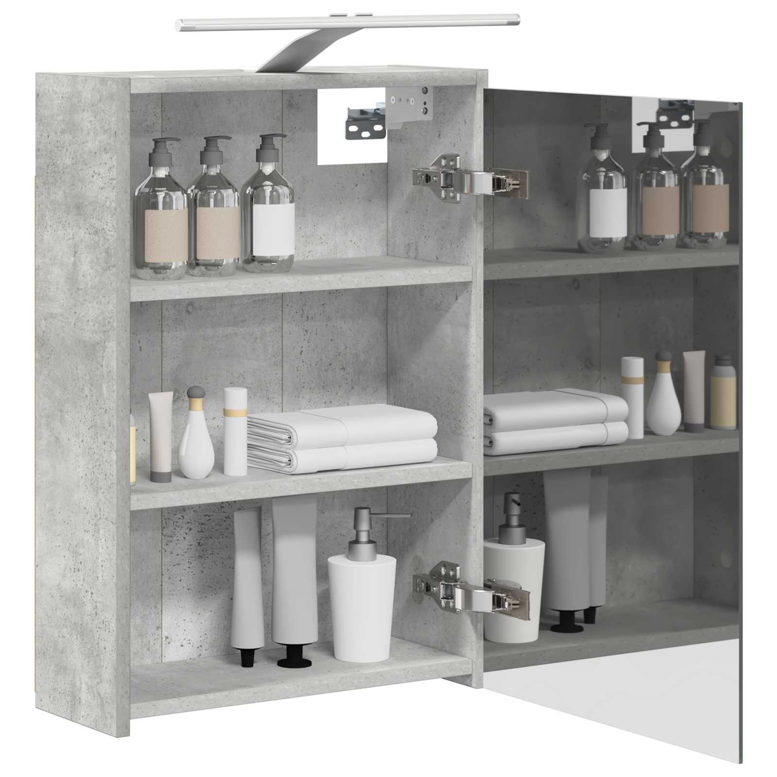 vidaXL Szafka z lustrem do łazienki Betonowy szary 43 x 16 x 62.5 cm