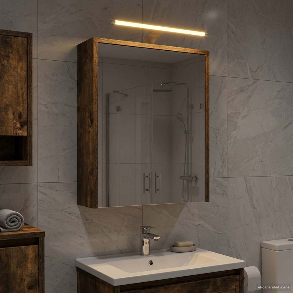 vidaXL Szafka z lustrem do łazienki Dąb wędzony 43 x 16 x 62.5 cm