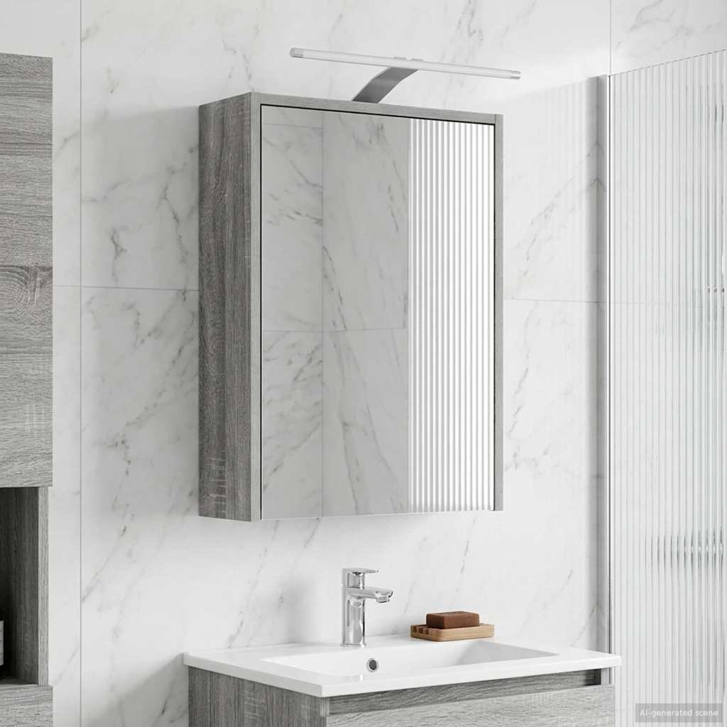 vidaXL Szafka z lustrem do łazienki Szary Sonoma 43 x 16 x 62.5 cm