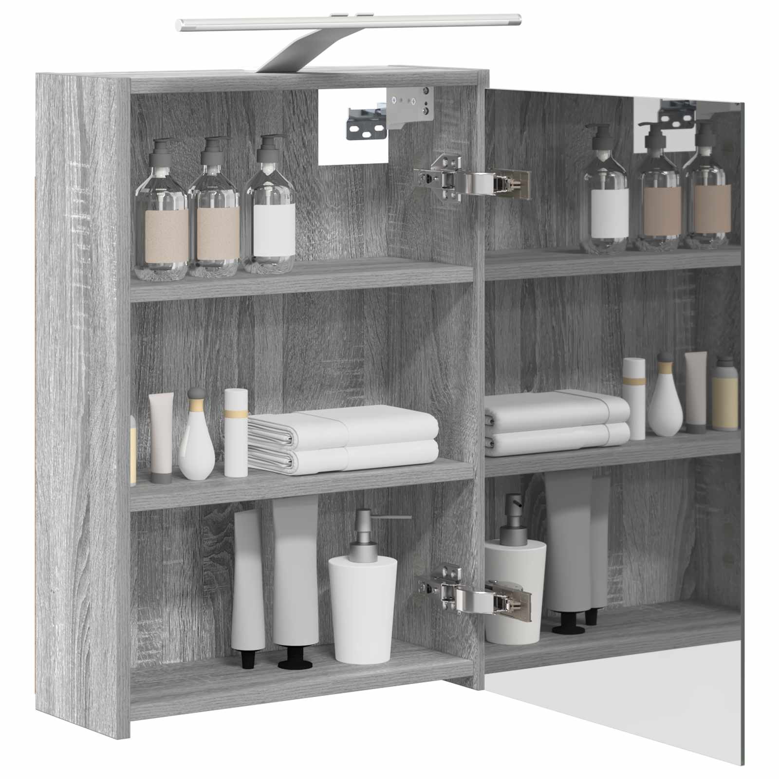 vidaXL Szafka z lustrem do łazienki Szary Sonoma 43 x 16 x 62.5 cm