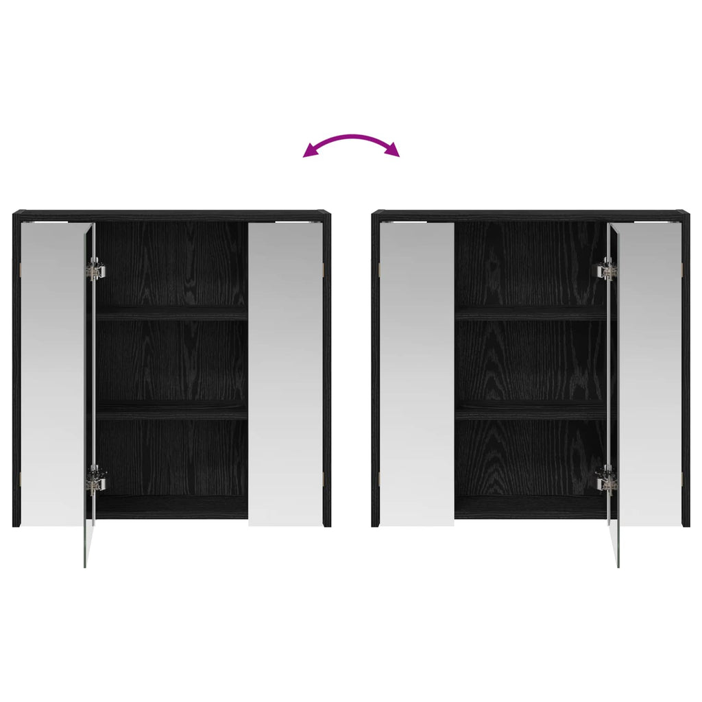 vidaXL Szafka z lustrem do łazienki Czarny Dąb 63,5 x 16 x 62,5 cm