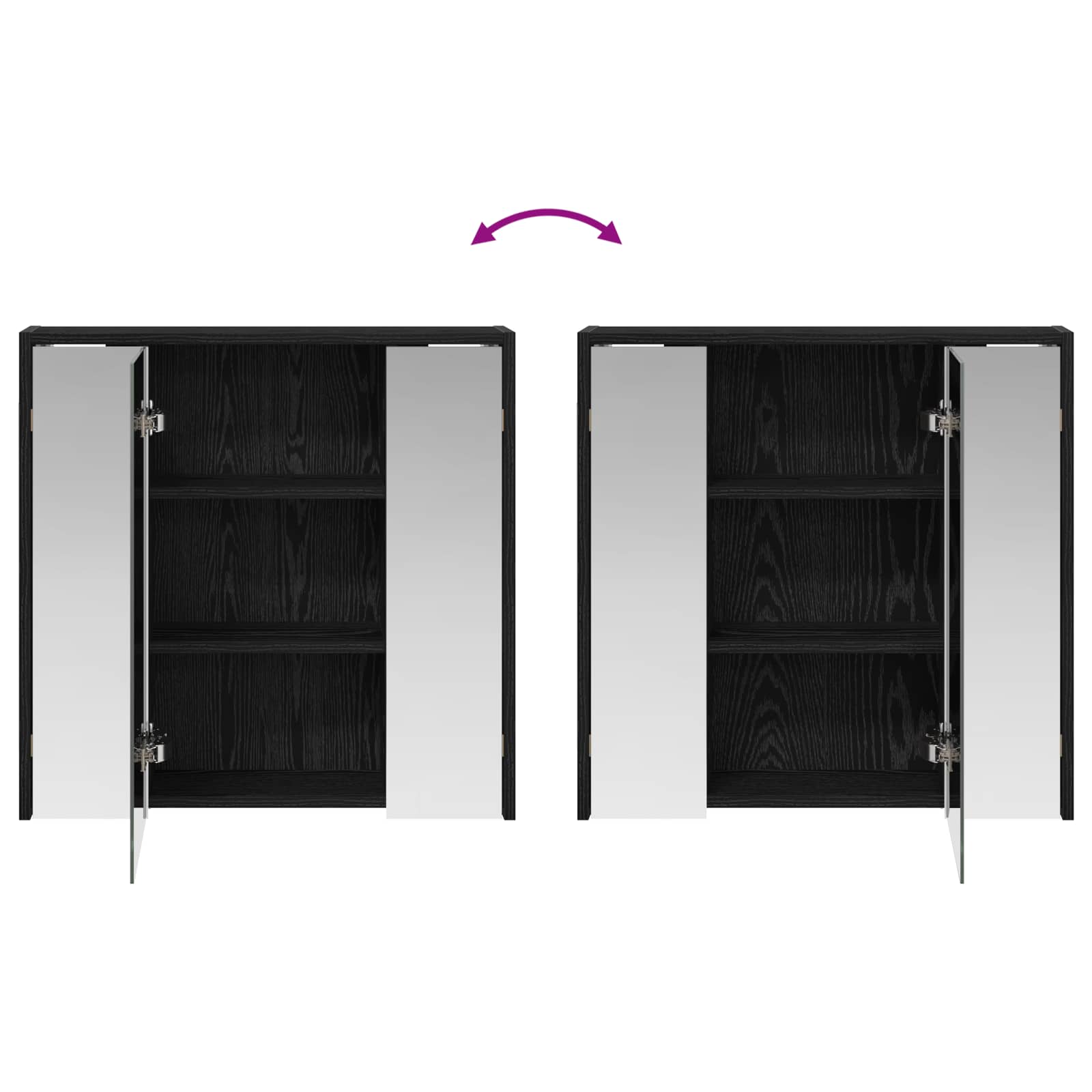 vidaXL Szafka z lustrem do łazienki Czarny Dąb 63,5 x 16 x 62,5 cm