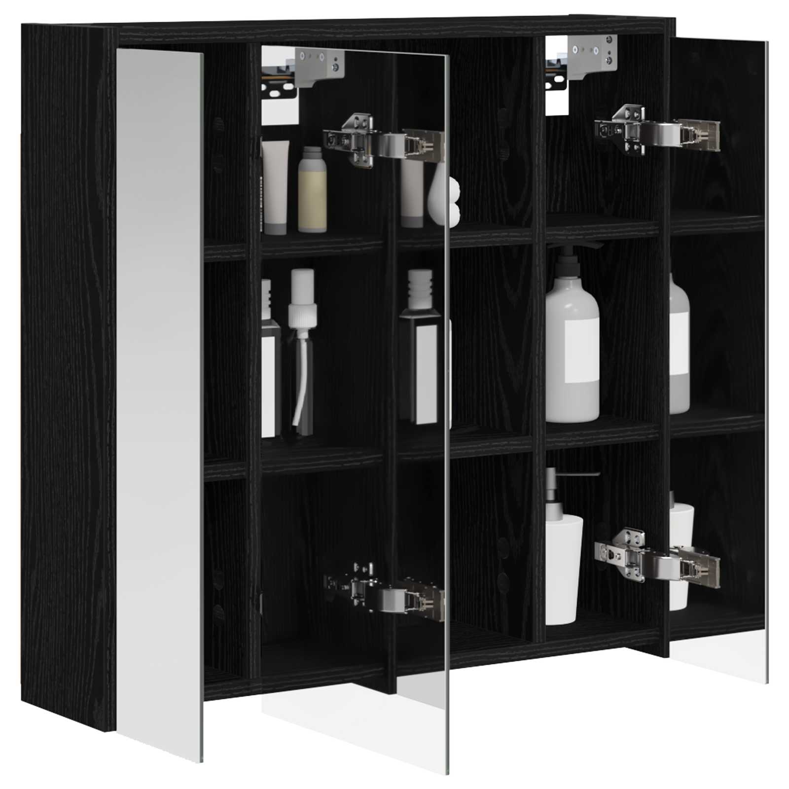vidaXL Szafka z lustrem do łazienki Czarny Dąb 63,5 x 16 x 62,5 cm