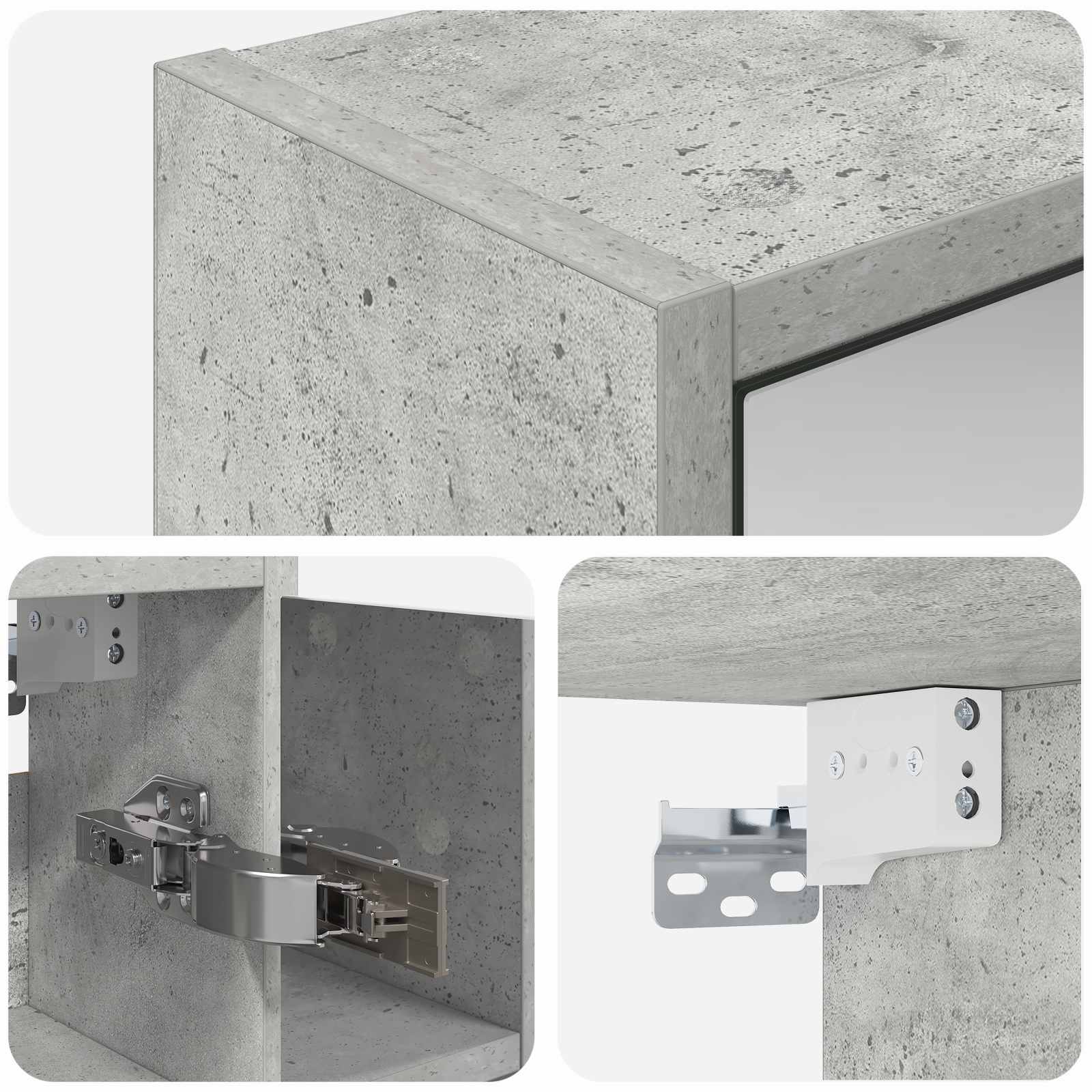 vidaXL Szafka z lustrem do łazienki Betonowy szary 63,5 x 16 x 62,5 cm