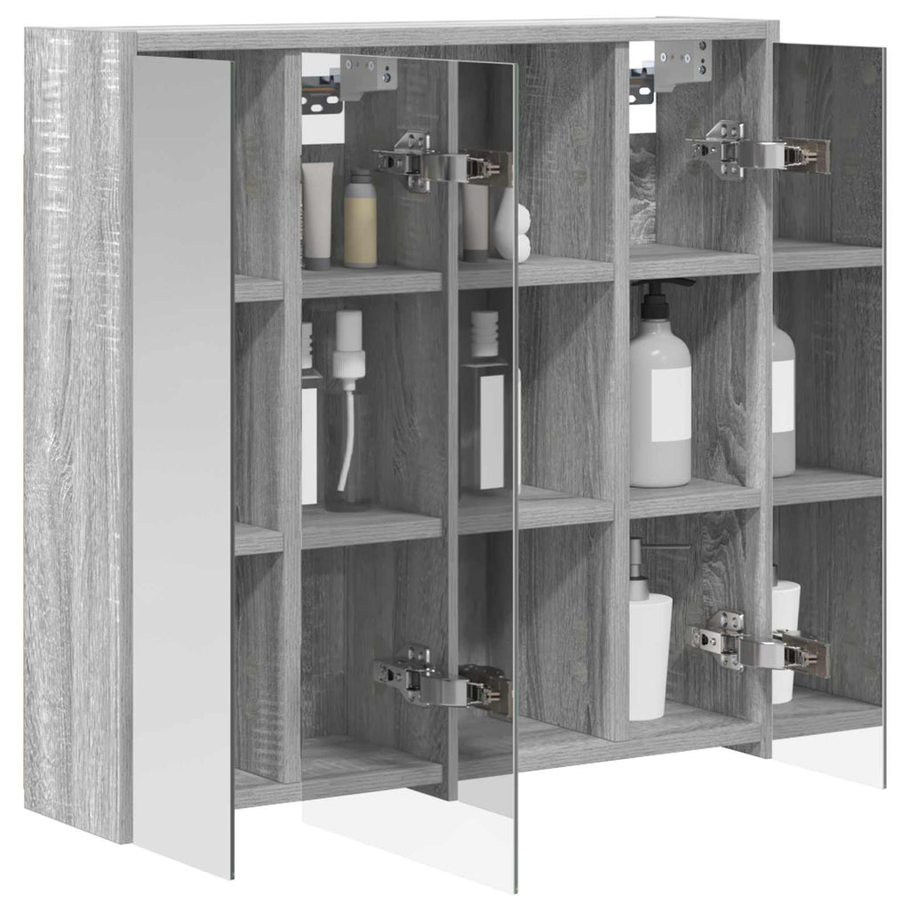 vidaXL Szafka z lustrem do łazienki Szary Sonoma 63,5 x 16 x 62,5 cm