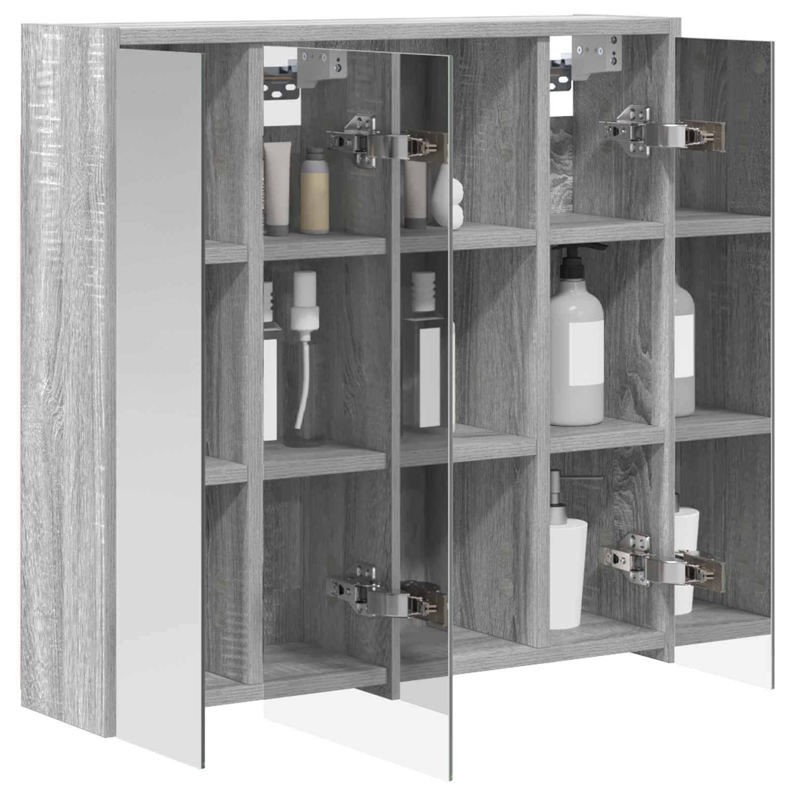 vidaXL Szafka z lustrem do łazienki Szary Sonoma 63,5 x 16 x 62,5 cm