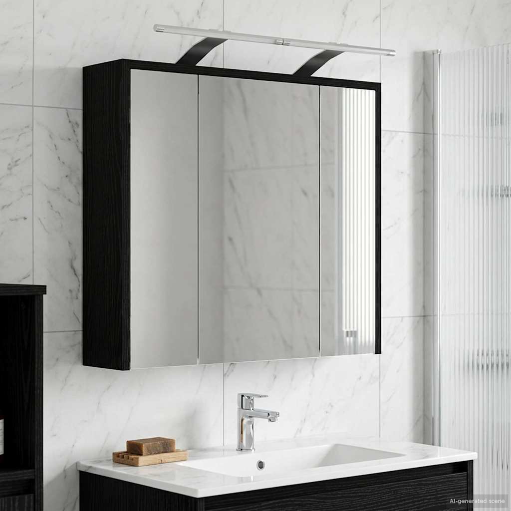 vidaXL Szafka z lustrem do łazienki Czarny Dąb 63,5 x 16 x 62,5 cm